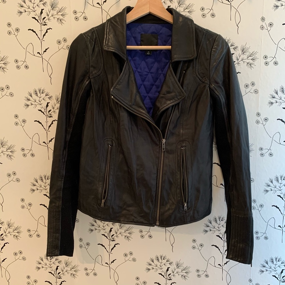 Nordstrom Black Leather Motorcycle Jacket